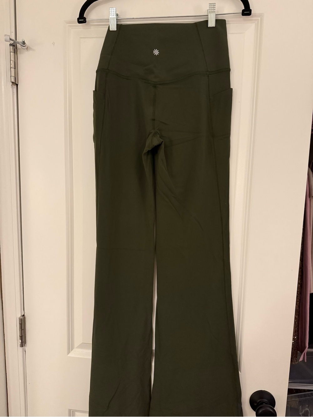 Athleta Olive Green Salutation Flare Pant - Picture 2 of 3